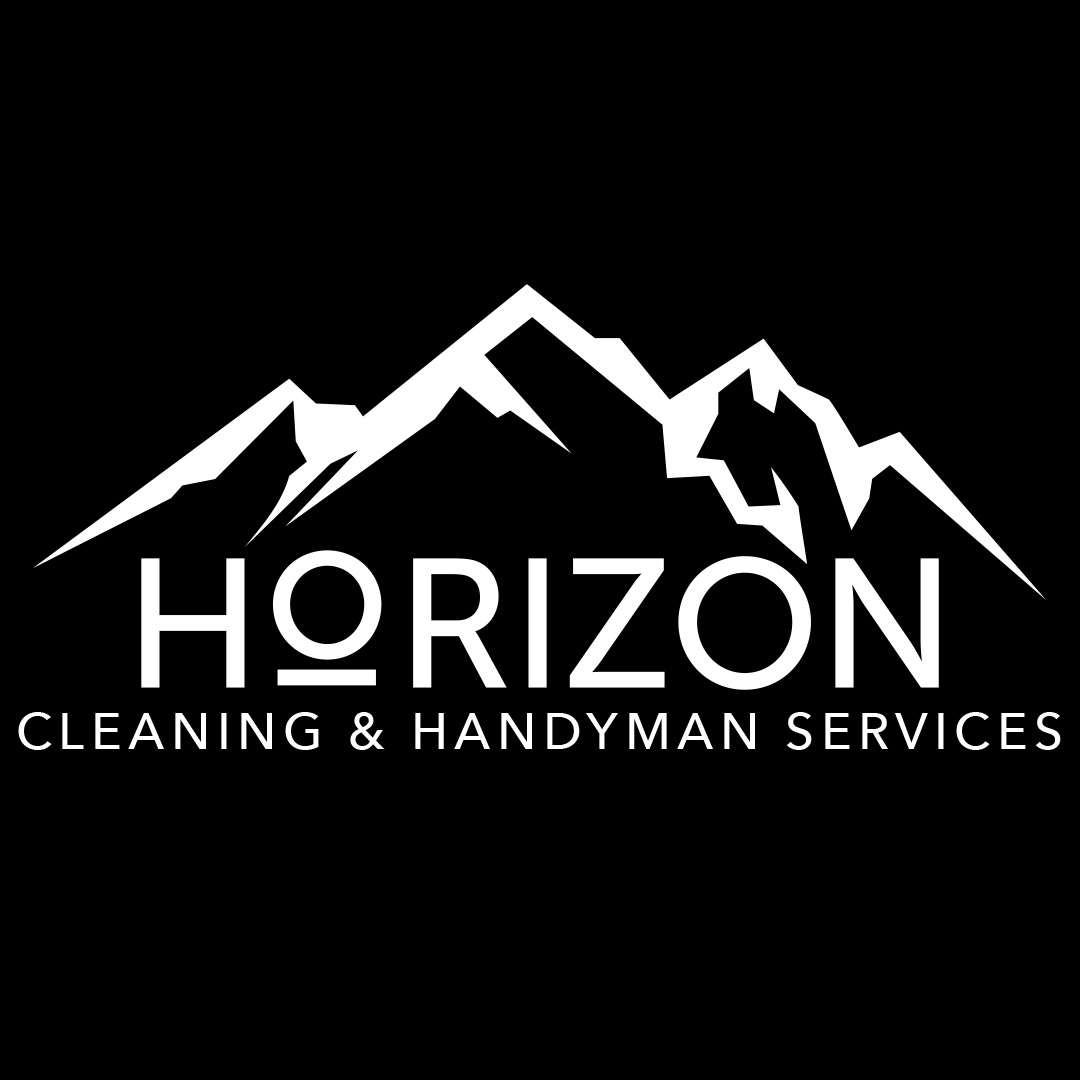 HCS logo, a white mountain silhouette on a black background with the words Horizon Cleaning & Handyman Services under it in white.